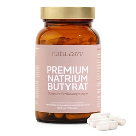natu.care - Butyrate (Sodium Butyrate) 1200 mg - Sodium Butyrate for Intestinal Health - Butyrate Supports the Microbiome, Anti-Inflammatory and Nourishes Intestinal Cells - 90 Capsules