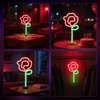 Rose Neon Sign - Red rose Flower with Green Stem