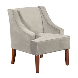 HomePop Velvet Swoop Arm Accent Chair, Gray