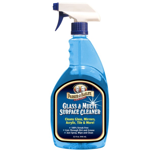 Parker & Bailey Glass & Multi-Surface Cleaner - Glass Cleaner Spray Multi Surface Cleaner Cleaning Spray Mirror Cleaner Tile Cleaner Bathroom Cleaner Multipurpose Cleaning Supplies, 32 Oz