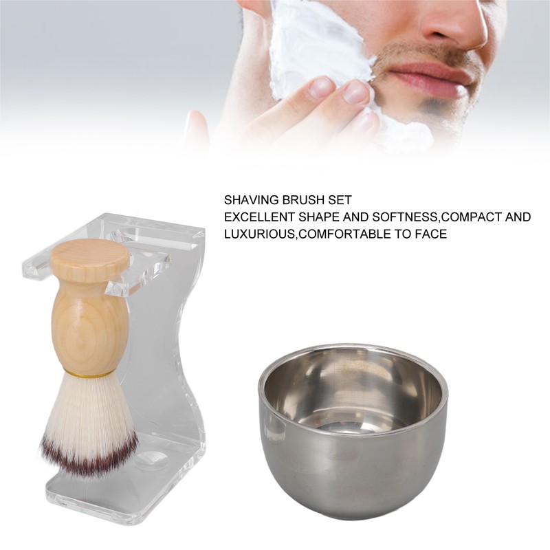 3 PCS Men Shaving Brush Set Acrylic Brush Holder Bubble