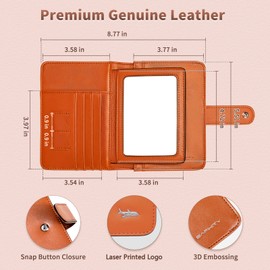 Passport Holder Women, Genuine Leather Passport Wallet RFID Blocking for Men and Women, Passport Cover with Snap Closure Fit for Immunization Record Card - Orange