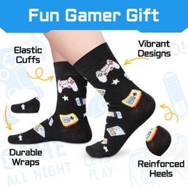 Gamer Gifts Teen Boys - Gaming Gamer Socks Video Game Socks, Novelty Gamer Socks For Teen Boys, 7-9 Years Old