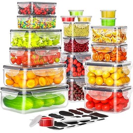 40 PCS Food Storage Containers with Lids Airtight (20 Containers & 20 Lids), Plastic Storage Meal Prep Container-Stackable 100% Leakproof & Microwave Organization and Storage Sets, Lunch Containers
