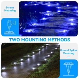 AGPTEK Solar Driveway Light 1 Pack, 2 Colors in 1 Outdoor Solar Deck Dock Marine Waterproof LED Driveway Marker Security Lights for Outside Pathway,Boat Dock,Step,Walkway,Path,Garden