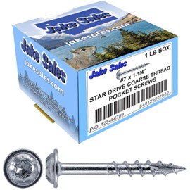 7 x 1-1/4" Pocket Hole COARSE Thread - T-20 Torx/Star Drive for Cabinetry & Furniture 1 Pound - 198 Screws