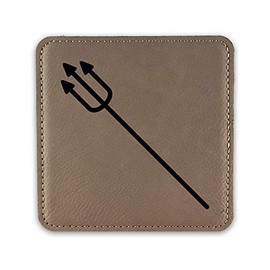 Devil Pitch Fork Drink Coaster Leatherette Coasters Pink Satan - Light Brown - Set of Six Coasters
