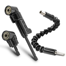 Jamiikury Black 105 Degree Right Angle Drill Bit Holder, 1/4" Hex Shank Driver and Flexible Angle Extension Bit Kit for Screwdriver & Drill