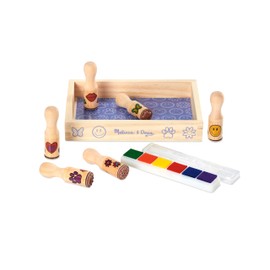Melissa & Doug Melissa & Doug Happy Handles Wooden Stamp Set: 6 Stamps and 6-Color Stamp Pad With Washable Ink, Easy To Hold Stampers For Kids Ages 4+