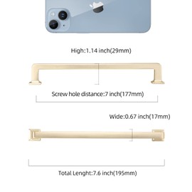 COTYKILEY 6 Pack 7 Inch(177mm) Brushed Brass Kitchen Cabinet Handles Gold Cabinet Pulls Cabinet Door Handles Kitchen Cabinet Hardware Cupboard Drawer Pulls Dresser Handles