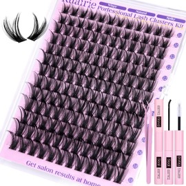 Ruairie Lash Clusters Kit Wispy Individual Lashes Extension Kit for Natural Volume Eyelash Clusters 156pcs 10-18mm DIY Cluster Eyelash Extension Kit with Bond and Seal Lash Glue, Tweezers