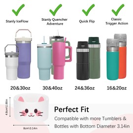 AGIFTMIND Silicone Boots for Stanly Cup 20/30/40 oz, Bottom Protector for Tumblers, Animal-Themed Boot for Stanly Cup Accessories (1P, WhiteCat)