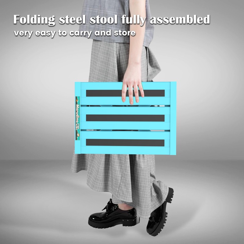 Marudina Large Platform RV Steps, 3-Level Adjustable Height Aluminum Folding