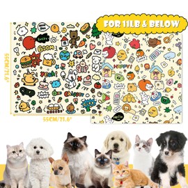 Cat Wrap for Cutting Nails, Cat Restraint Wrap for Nail Clipping and Grooming, 21.6×21.6" Self-Adhesive Anti-Bite Cat Swaddle Burrito Wrap, Suitable for Cats Within 22lbs (Cartoon House)