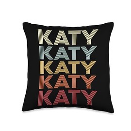 Katy Texas Katy TX Retro Vintage Text Throw Pillow, 16x16, Multicolor