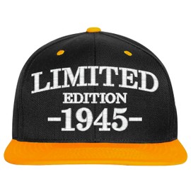 SNBCK 1945-80th Birthday Gifts, Limited Edition 1945 All Original Parts, Snapback Hat 1945-EM-0001-Black-Yellow