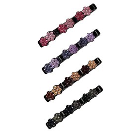 Pack of 4 Hummingbird Hair Clips Double Plum Double Layer Hair Clip Hummingbird Hair Clip Glitter Crystal Flower Women's Hair Clips with 3 Clips Girls Children Small Hair Clip