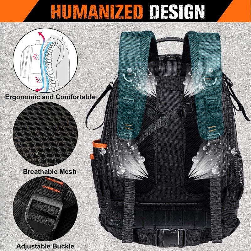 96-Pocket Hvac Tool Backpack Heavy Duty, Large Tool Bag Backpack