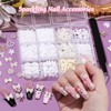2Boxes 3D Nail Charms Set,Nail Bows Charms and Small Flowers,3D