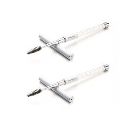 2 cepillos de pestañas para cejas, pestañas postizas, aplicadores, cepillos de ojos, cepillos cosméticos portátiles con tapa para viajes, Blanco