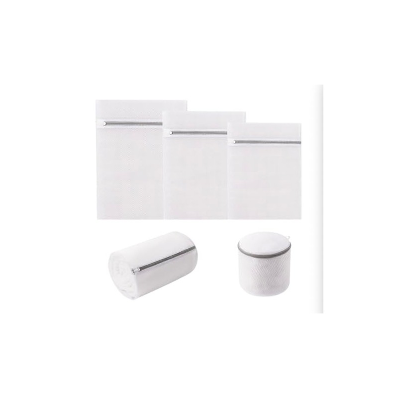 FoxCyllene Mesh Laundry Bags, 5-Pack, Large, Medium, Small, Cylinder and