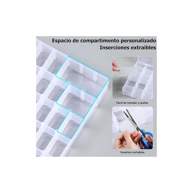 2piezas Cajas organizadoras de plástico transparente de 36 rejillas