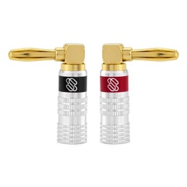 Sewell Silverback Right Angle Banana Plugs, 6 Pairs Quick Connect Gold Plated Speaker Plugs 90 Degree