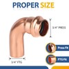 (Pack of 10) GUOFIS Copper Press LF Street Elbow Fittings,3/4"