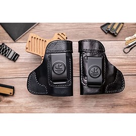 OUTBAGS USA LS3HELLCAT (BK-LH) Full Grain Heavy Leather IWB Conceal Carry Holster for Springfield Hellcat 9mm. Handcrafted in USA.