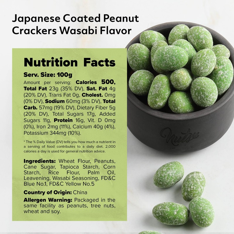 NUTS U.S. - Japanese Coated Peanut Crackers | Wasabi Flavor