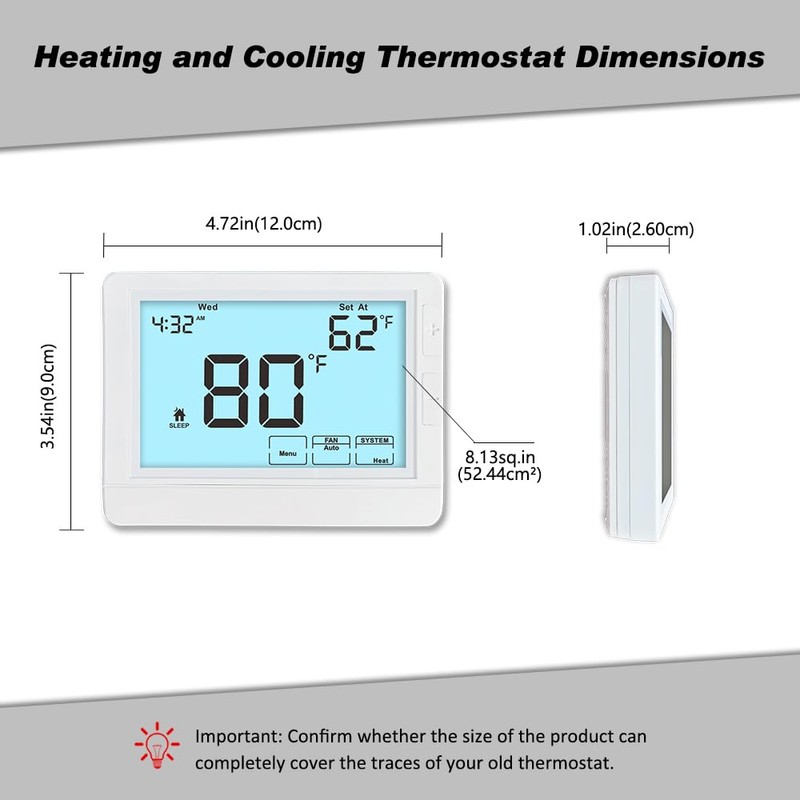 Programmable Thermostat for Home, Single-Stage Systems,1 Heat/1 Cool,7 Day, 5/1/1