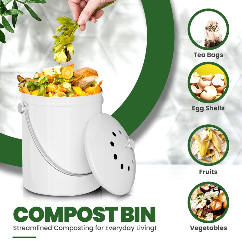 Utopia Kitchen Compost Bin for Kitchen Countertop, 1.3 Gallon Compost