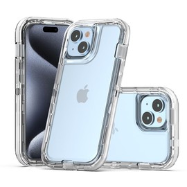 CELULARTE Funda Compatible con iPhone 15 Uso Rudo Anti Shock 3 en 1 360 Cuerpo Completo (Transparente)                                                
