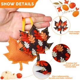 36 Pcs 3D Felt Maple Leaf Ornaments Thanksgiving Tree Decorations Fall Ornaments with Tree Felt Leaves Maple Fall Decorations for Home Autumn Decoration