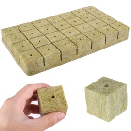 Gloryit 28 Pieces Rock Wool Propagation Mat, Rockwool Cubes, Rock Wool Cube Rock Wool Mat Rock Wool Grow Propagation, Propagation Mat for Growing, Hydroponics Transplanting (4 x 4 x 4 cm)