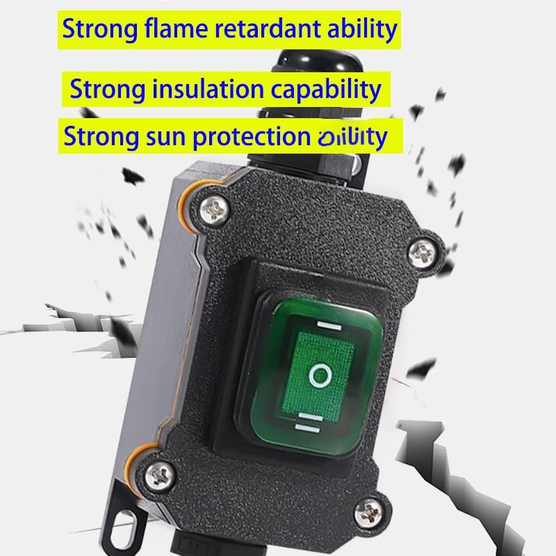 Meskliu Waterproof Inline Switch, 12VDC/16A-24VDC/20A DPST On/Off Rocker Switch, IP67