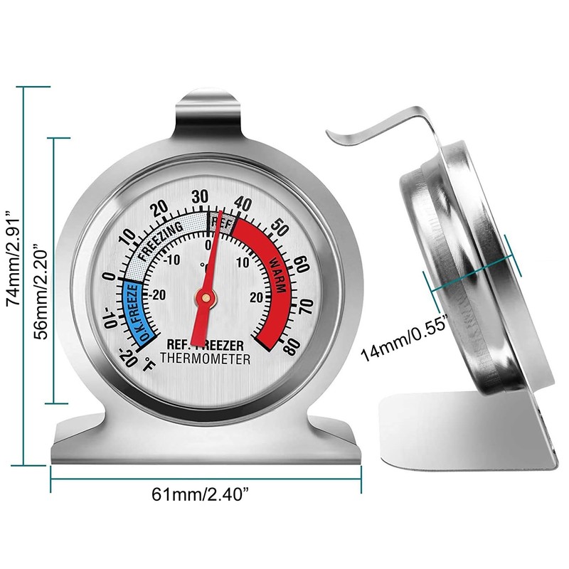 Greluma 2 Pcs Fridge Thermometer Freezer Thermometer with Large Dial