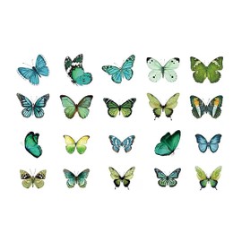 Kurimi Stickers Set of 40 Butterflies, Foil Stamping, Wrapping, Stylish, DIY Stickers, Cute, Notebook, Decorative (Green)