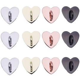Wvapzwr 12Pcs Phone Charm Hook,Finger Ring Loop Stand for DIY Hanging, Heart Phone Holder,Adhesive Phone Finger Grip Loop Stand Metal Phone Charm Rings for DIY Hanging Supplies, 4 Colors