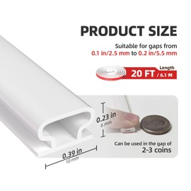 JSIWOTH Weather Stripping, White D-Shaped Rubber Seal Strip for Doors/Windows, Self-Adhesive Door Soundproof Weatherstripping for Door Frame Window Insulation Gap Blocker 20 Ft