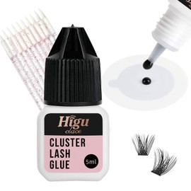 Higu clace Lash Glue, Lash Glue for Eyelash Clusters, 5ml Waterproof for Eyelash Clusters Strong Hold 48 Hours (Black 5ml)