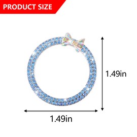 Mandark 2PCS Bling Car Engine Start Button Cover Stickers, Sparkling Rhinstones Ring Emblem, Diamond Shiny Key Ignition Knob Decal, Cute Auto Interior Decoration for Women Girls（Light Blue）