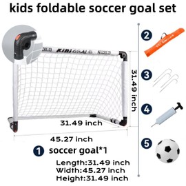 KiBiGOAL Kids Soccer Goal for Backyard Set, Kids Mini Goals for The Backyard/Indoor/Outdoor, Children Soccer Toy Gift Age 4-11 (45.27in * 31.49in Goal + Soccer Ball Size 3)