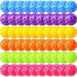 Tradder 60 Pcs Plastic Practice Baseballs Bulk 40 Holes Practice Golf Balls Baseball Balls Multi Color Outdoor Indoor Balls Tournament Play Training for All Style Paddle, 2.9 Inches (Multi Color)