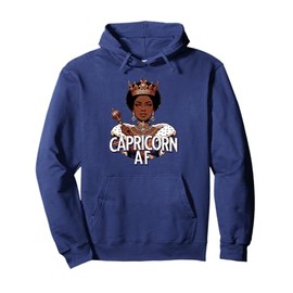 Capricorn AF Vibes Queen Energy Zodiac Crown Afro Regal Pullover Hoodie