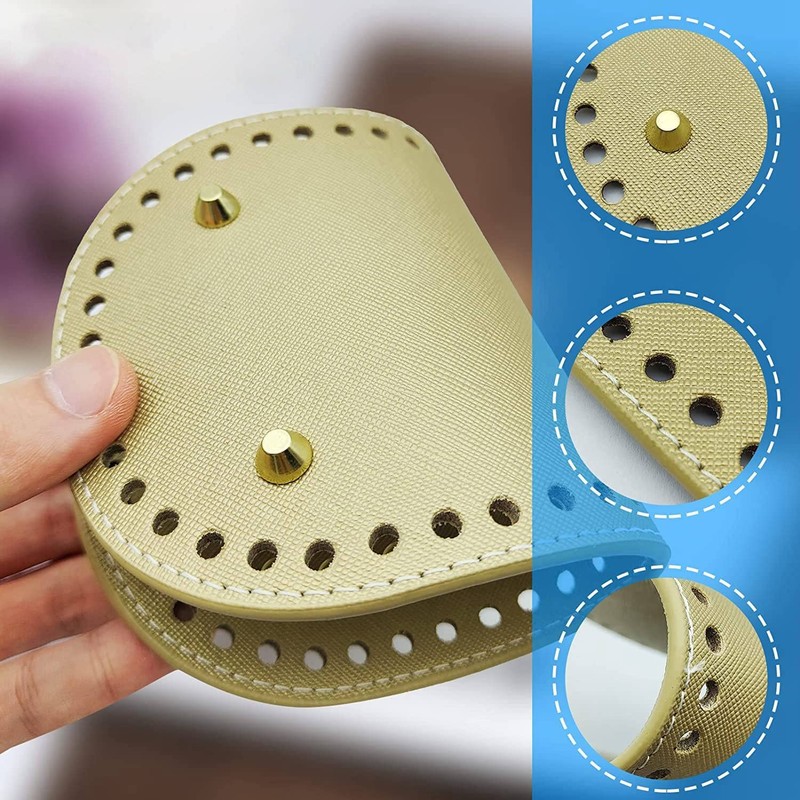 6 Pack PU Leather Bag Bottom Oval Wallet Bottom for