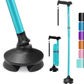 Rehaescort Walking Cane for Men & Women - Folding, Adjustable, Lightweight, Walking Canes for Seniors Balance, Free Standing, Pivot Tip, Soft Handle, Foldable Walking Sticks with Travel Bag (Indigo)