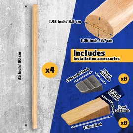 4 Sets 36" Replacement Hammer Handle Kit Includes 4 Sledge Hammer Handle Replacement, 8 Wood Wedges and 8 Steel Wedges for Decking Framing Carpentry Construction DIY Sledge Axe Tool