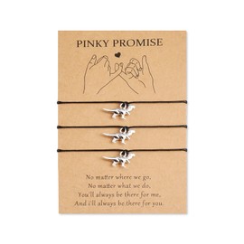GBTBYS 3PCS Pinky Promise Dinosaur Charm Bracelets Distance Matching Bracelets for Mom Daughters Best Friend BFF Friendship Birthday Jewelry Gifts