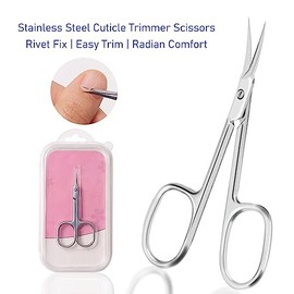 Tijeras para Recortar Cutículas, Tijeras para Herramientas de Uñas de Acero Inoxidable para Manicuristas con Remaches Fijos, Diseño de Boquilla Curva 